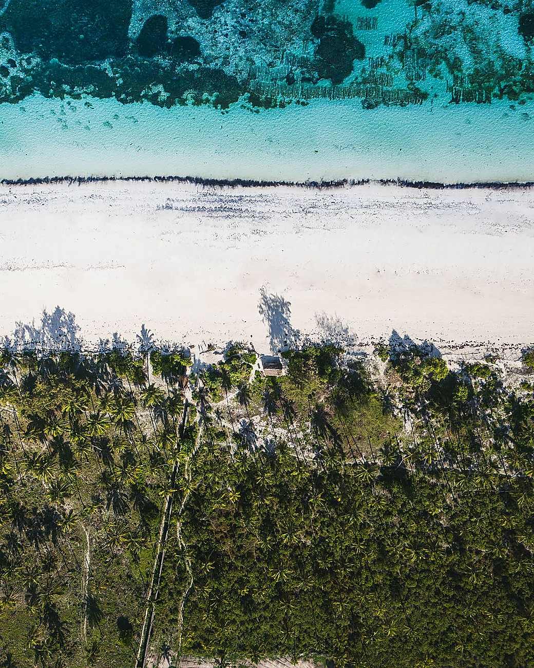 White sand and turquoise water at Paje beach